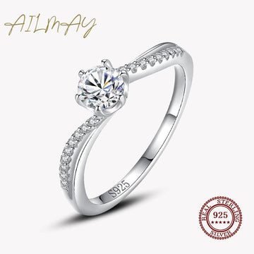 *NEW* Ideal Gifts Dazzling Sparkling AAA+ Sterling Silver Clear Zircon Rings Female Fashion Jewelry - The Jewellery Supermarket